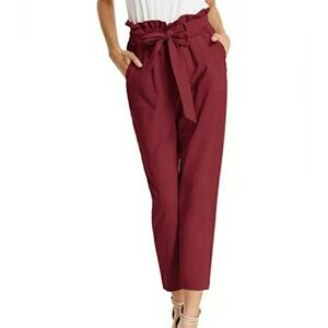 Grace Karin Burgundy Ankle Pants